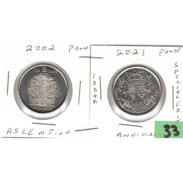 2002-2021 Canadian Half Dollars Ascention and 100th Anniversary Special Edition