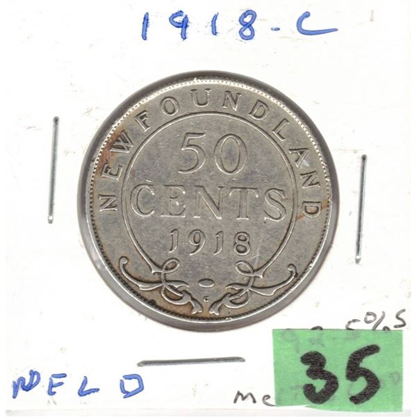 1918-C Newfoundland Half Dollar 92.5% Silver