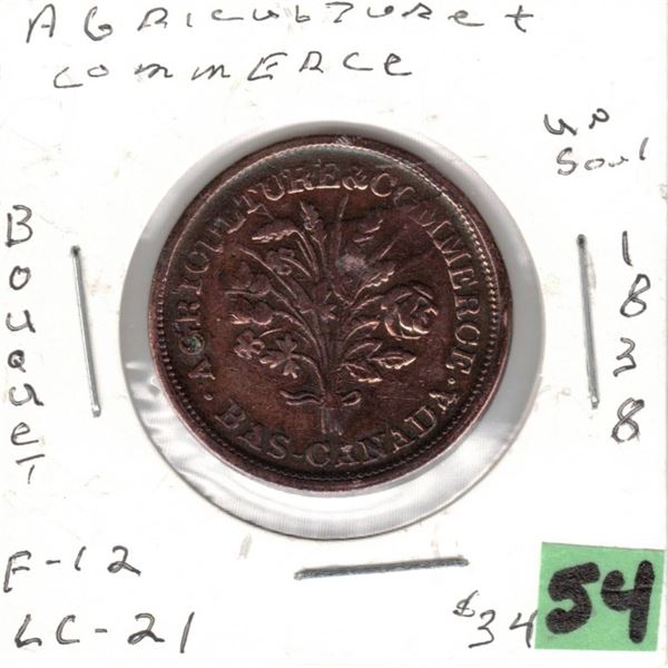 1838 Agriculture and Commerce UN SOL Token F-12 LC-21
