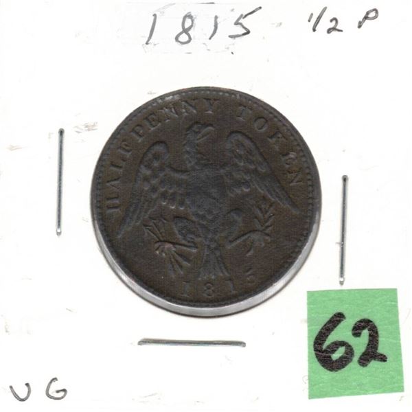 1815 Lower Canada Spread Eagle Halfpenny Token,