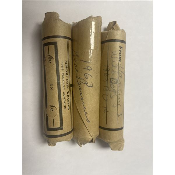 Canada 1963 1 Cent BU Rolls – 3 Rolls