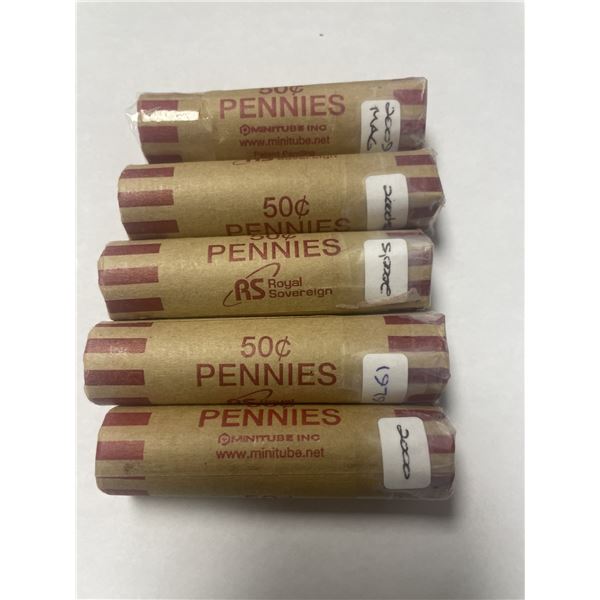 Canada 1 Cent Rolls – 1979, 2000s, & 2009 – 5 Rolls