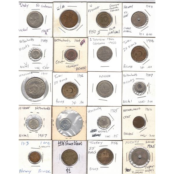 World Coin Collection in 2x2 Holders – 30 Coins