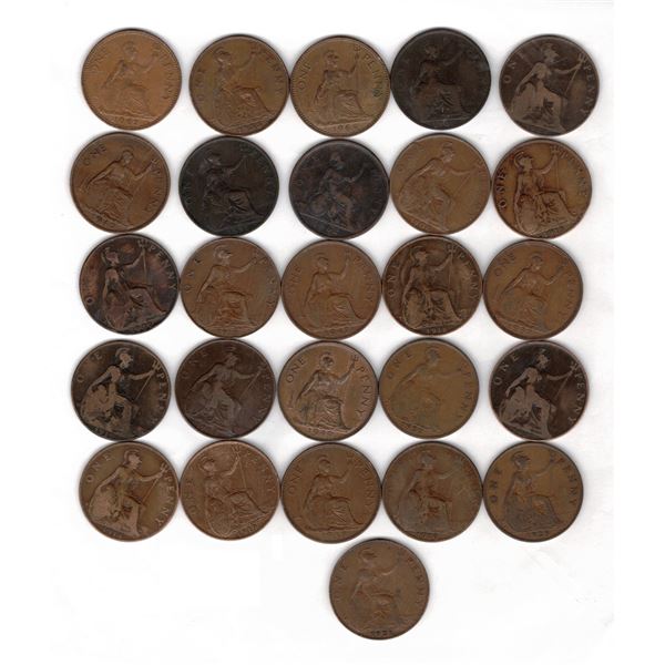 Great Britain Penny Collection 1862–1962 – 26 Different Dates