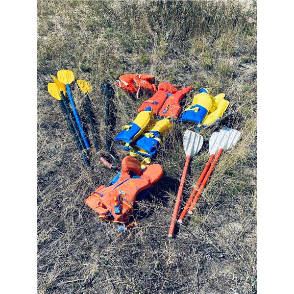 Life Jackets and Boat Oars Assortment