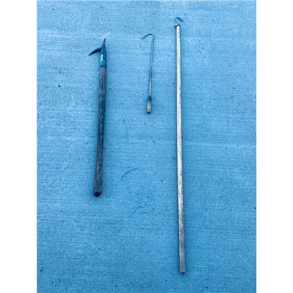Vintage Gaff Hooks & Boat Hook, Set of 3