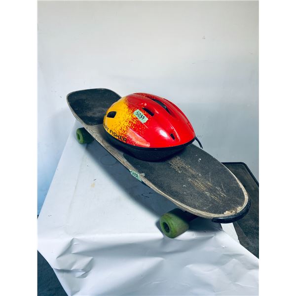 Vintage Dominion T-Rex Skateboard with Helmet