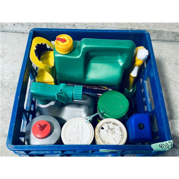 Crate of Lawn and Garden Pest Control Chemicals
