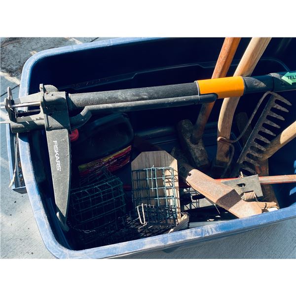 Garden Hand Tools, Suet Feeders, and Storage Tote
