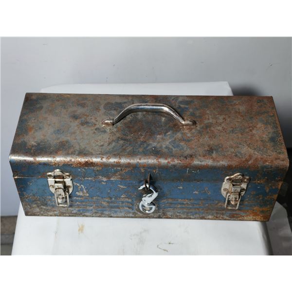 Vintage Steel Toolbox with Turnbuckles and Hardware