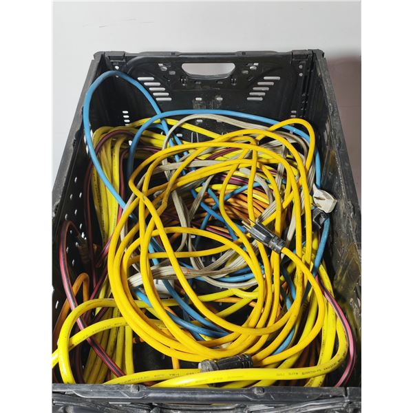 Crate of Assorted Electrical Extension Cords