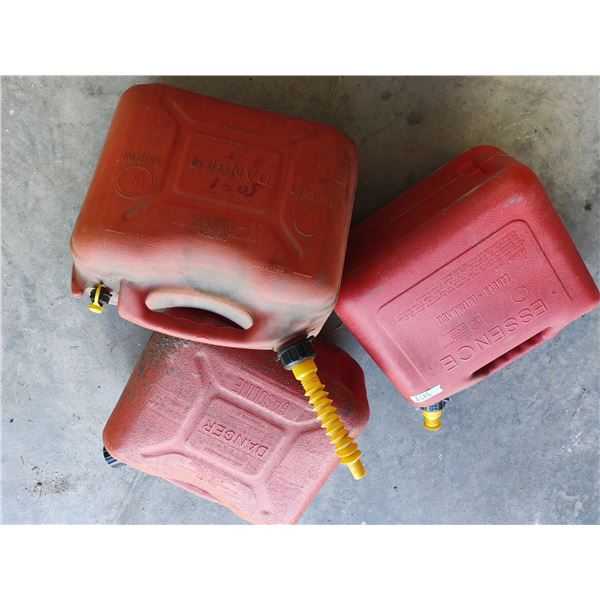 Assorted Plastic Gasoline Fuel Cans - Set of 3