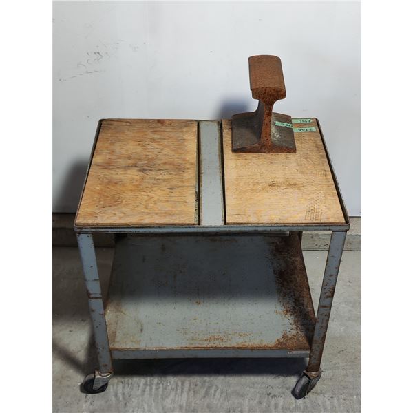 Rolling Shop Cart with Railroad Track Anvil
