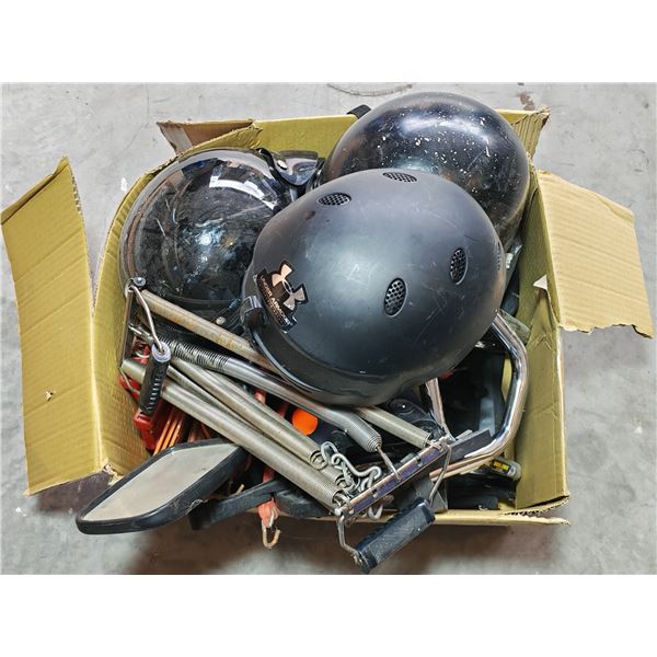 Pingel Motorcycle Wheel Chock, Helmets, and Gear Lot