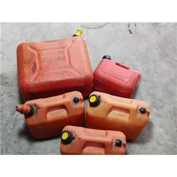 Assorted Plastic Gasoline Cans - Group of 5