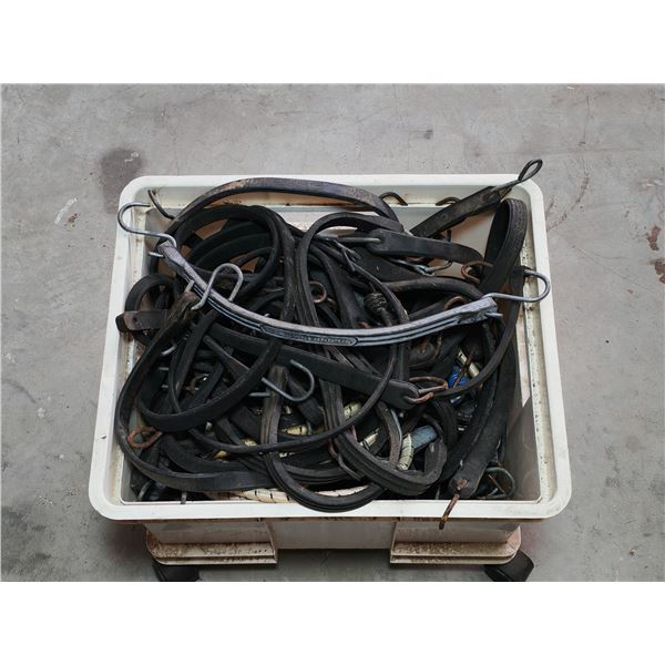 Tub of Rubber Tarp Straps and Bungee Cords
