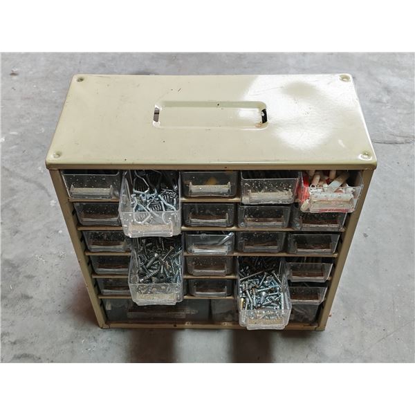 Metal Multi-Drawer Hardware Organizer with Contents