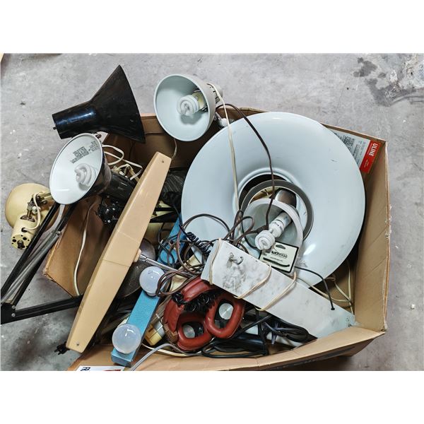 Assorted Desk Lamps and Lighting Fixtures Box Lot