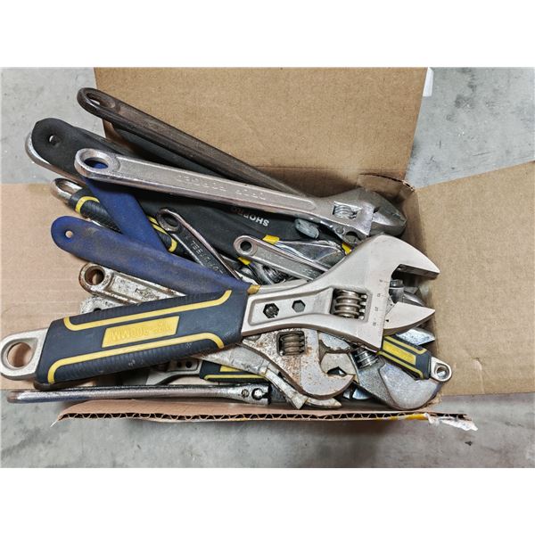 Assorted Adjustable Wrenches Box Lot