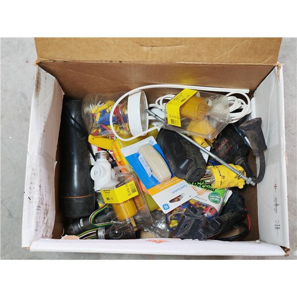 Box of Electrical Plugs, Connectors & Supplies