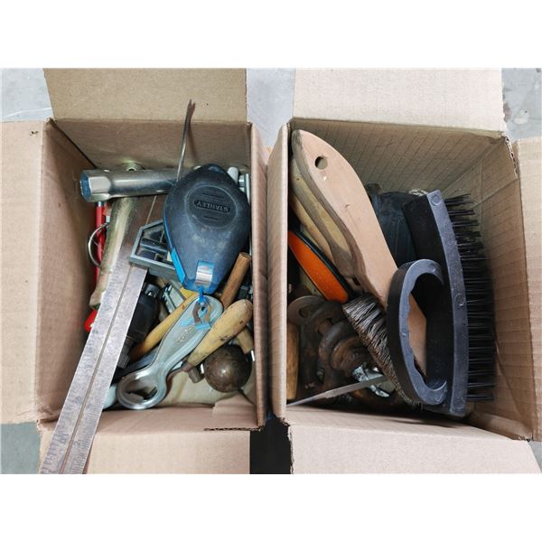 Two Boxes of Mixed Hand Tools & Rigging Hardware
