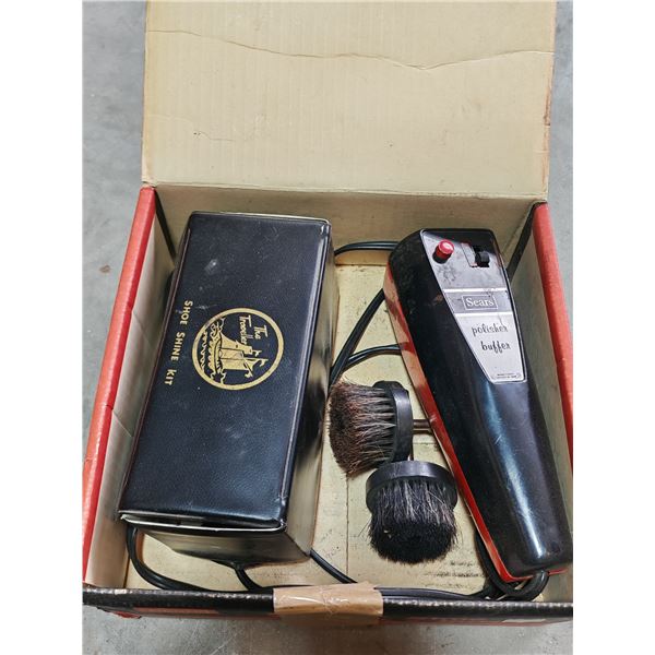 Vintage Sears Electric Shoe Polisher & Buffer Kit