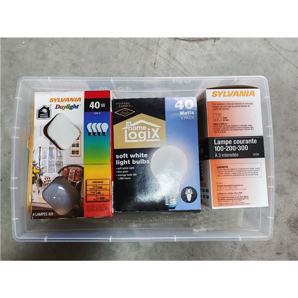 Tote of Assorted Incandescent & 3-Way Light Bulbs