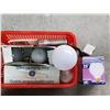 Image 1 : Basket of Assorted Light Bulbs & Flashlight