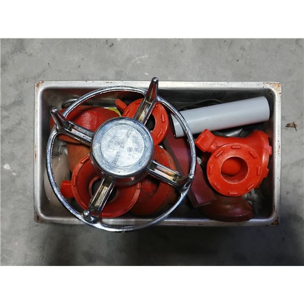 Metal Tray with Hardware, Fittings & Trivet