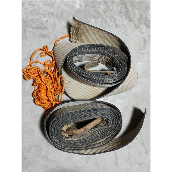 Heavy-Duty Tow Straps with Hooks & Rope