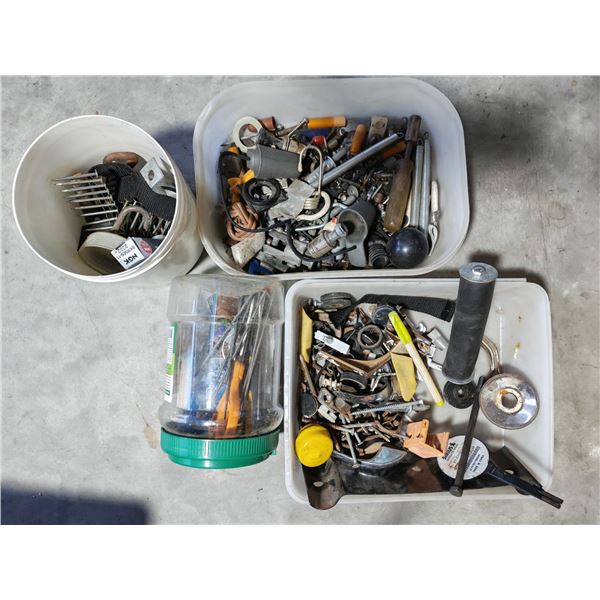 Assorted Garage Hardware & Fasteners in Tubs