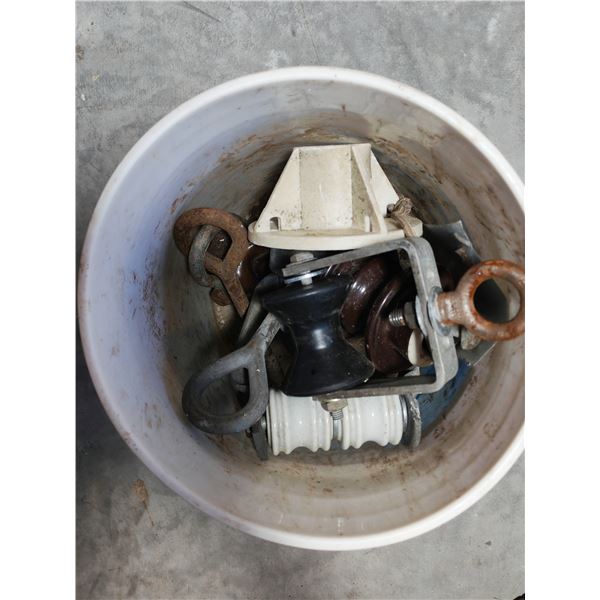 Ceramic Insulators & Utility Hardware in Bucket