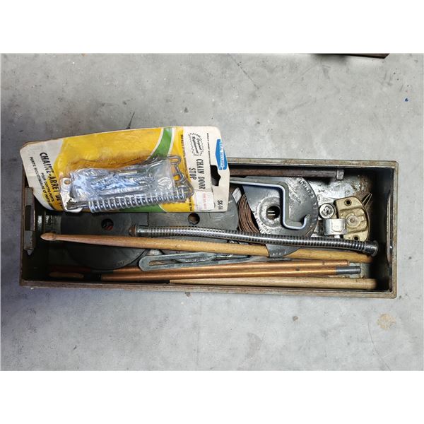 Metal Drawer Tray with Door Stop & Assorted Hardware