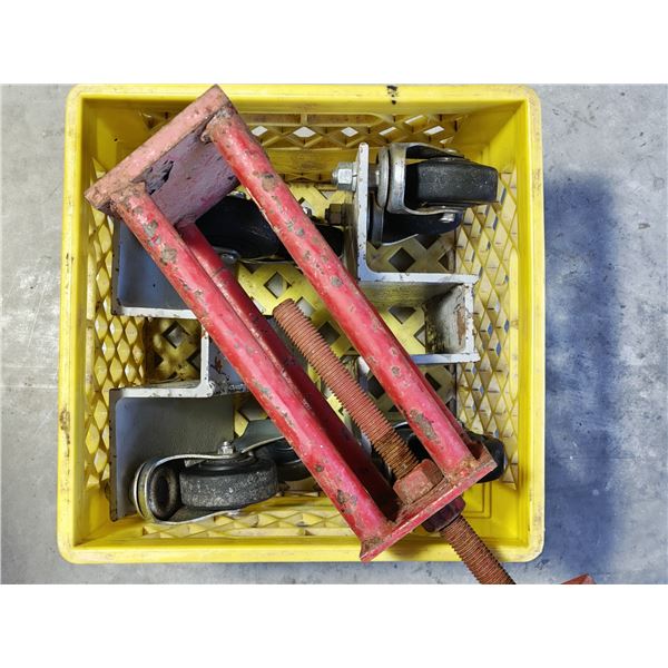 Industrial Caster Wheels and Steel Screw Jack in Crate