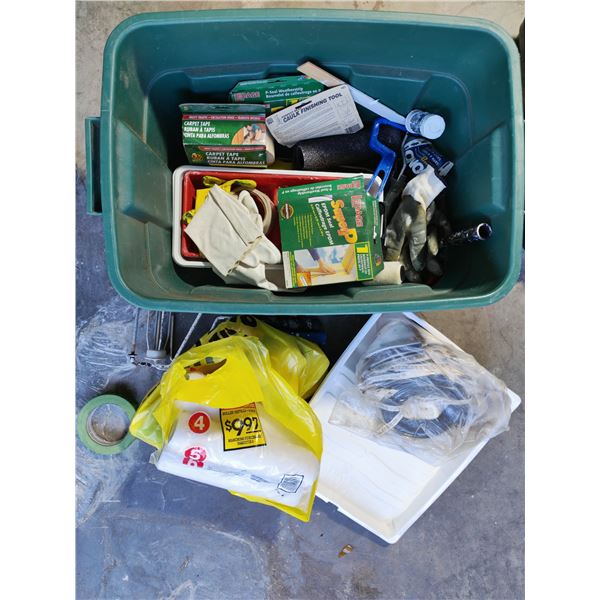 Painting & Weatherstripping Supplies in Storage Tote
