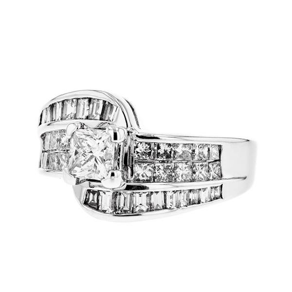 14K White Gold 1.85ctw Princess Diamond Engagement