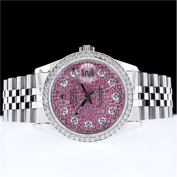 Rolex DateJust SS Pink Jubilee 1.50ct Diam 36 Watc