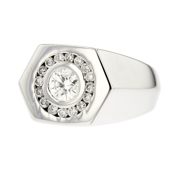 14K White Gold 1.35ctw Diamond Men's Ring