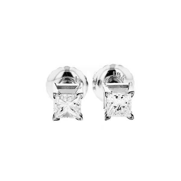 14K White Gold 0.35ctw Princess Diamond Stud Earri