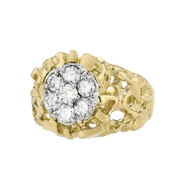 14K Yellow Gold 1.00ctw Diamond Nugget Ring