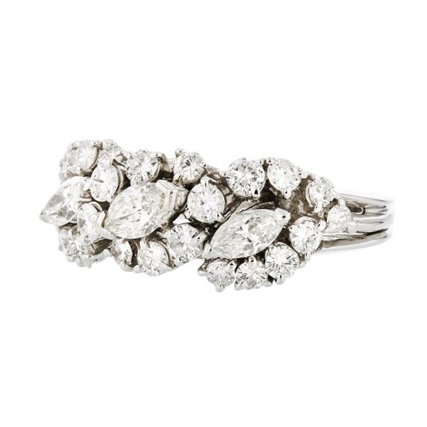 Platinum 1.50ctw Round & Marquise Diamond Ring