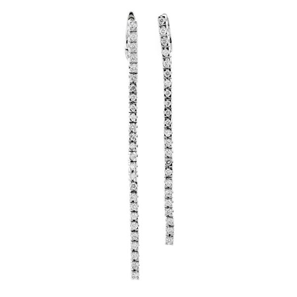 18K White Gold 0.60ctw Diamond Dangling Drop Earri