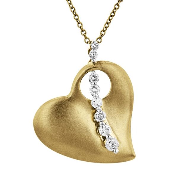 14K Yellow Gold 0.35ctw Diamond Heart Pendant