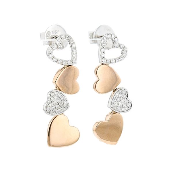 18K Two Tone Gold 0.45ctw Diamond Earrings