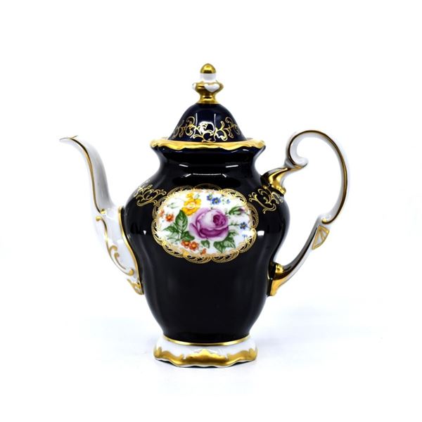 Estate Weimar Kobalt Katharina Floral Gilt Teapot