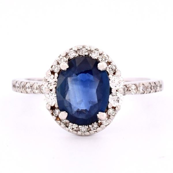 18K Gold 2.00ct Sapphire & 0.70ct Diamond Ring