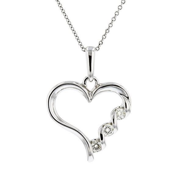 14K White Gold 0.20ctw Diamond Heart Pendant