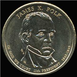 2009P Polk Dollar GEM BU Edge Rare Date Error  (COI-6262)