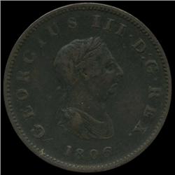 1806 British George III Halfpenny XF (COI-7194)