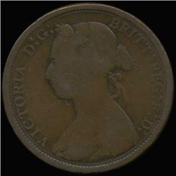 1887 British Victoria Halfpenny Circulated (COI-7259)